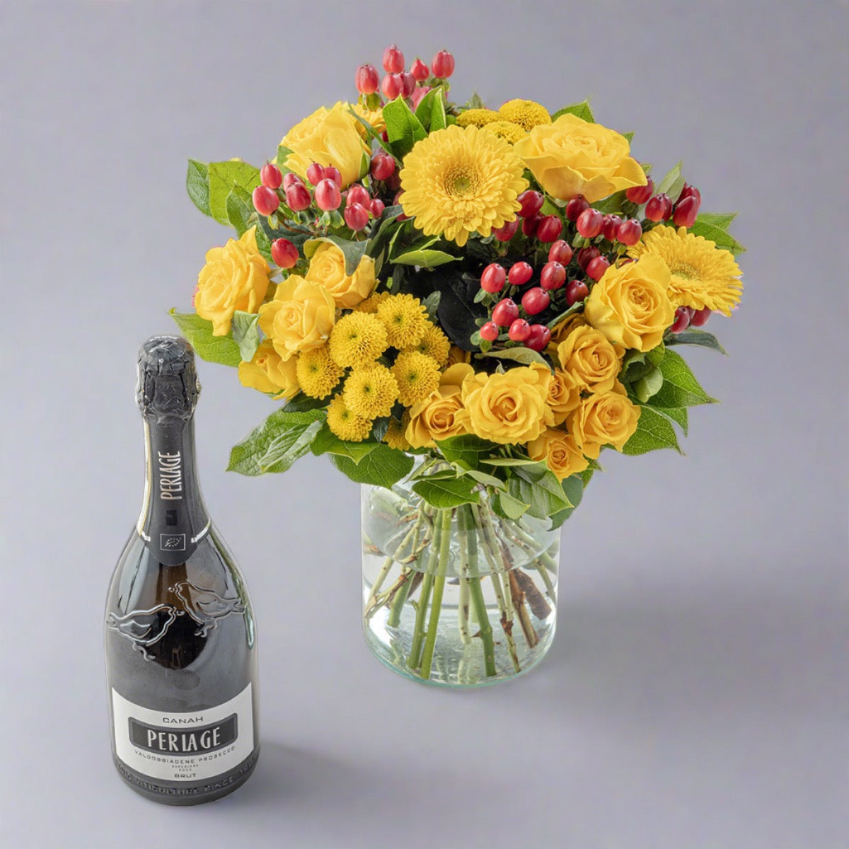 Lemon flower bouquet with Periage prosecco