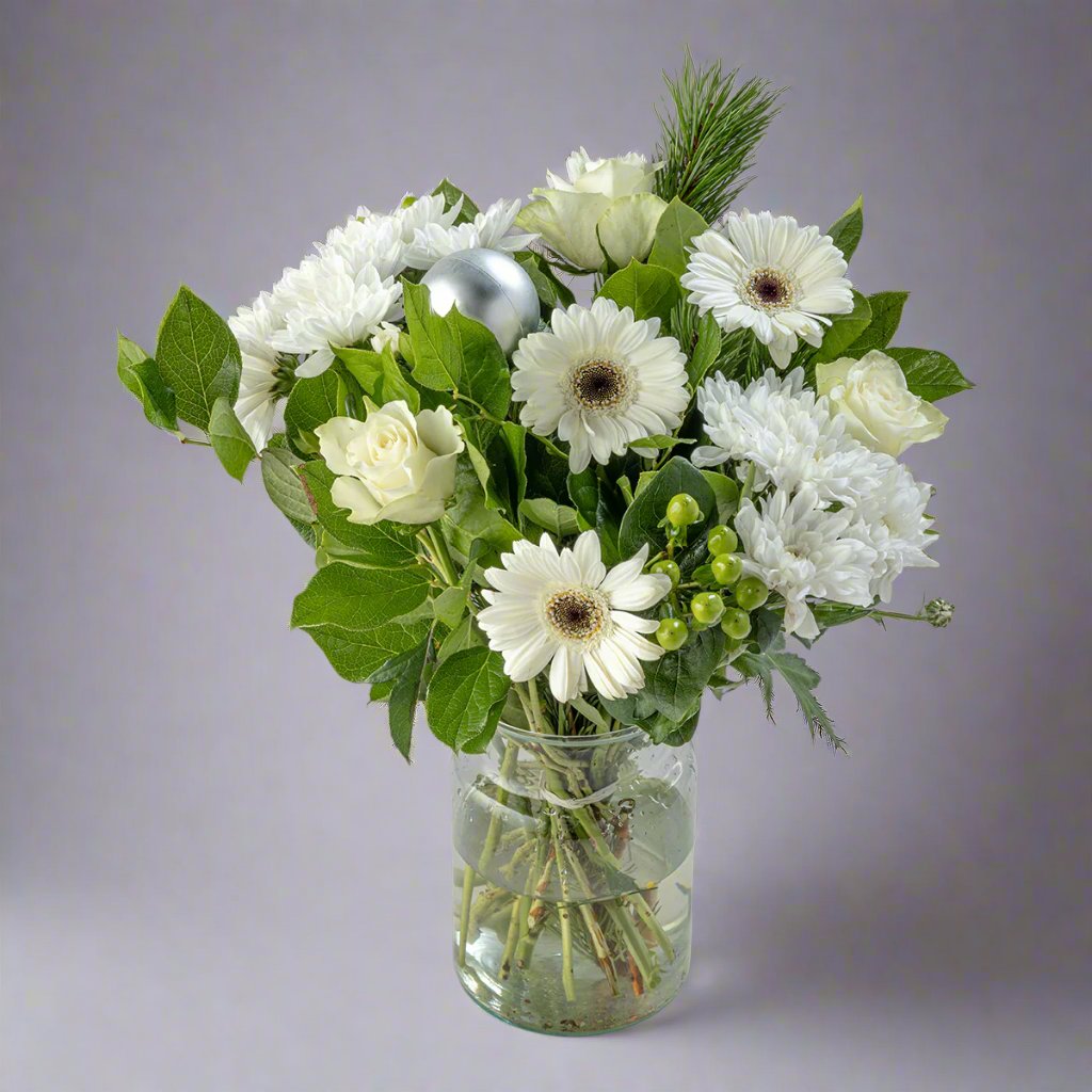 Christmas white roses bouquet