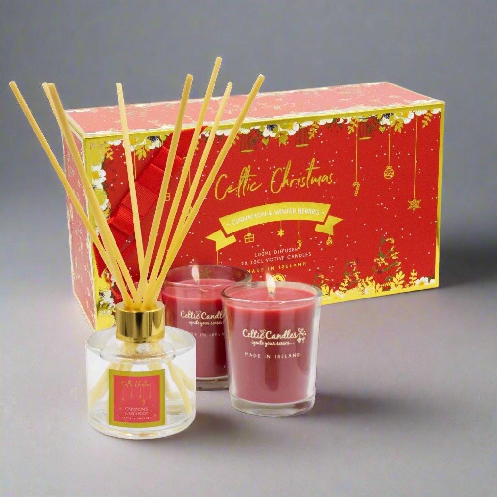 Red candles and diffuser gift set made in Ireland