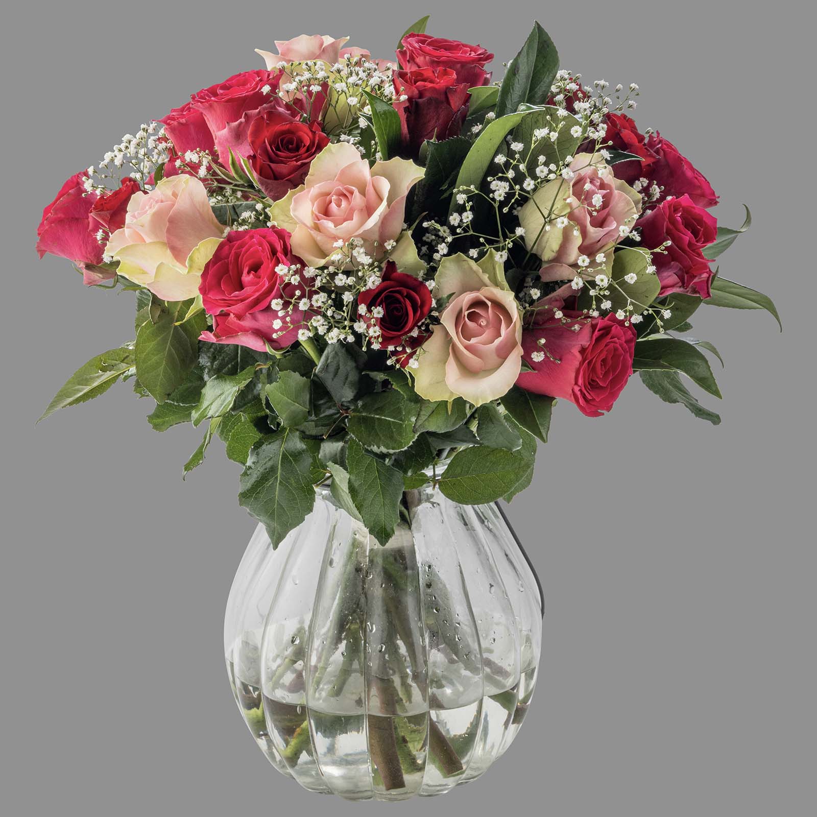 mothers day roses bouquet in a glass vase