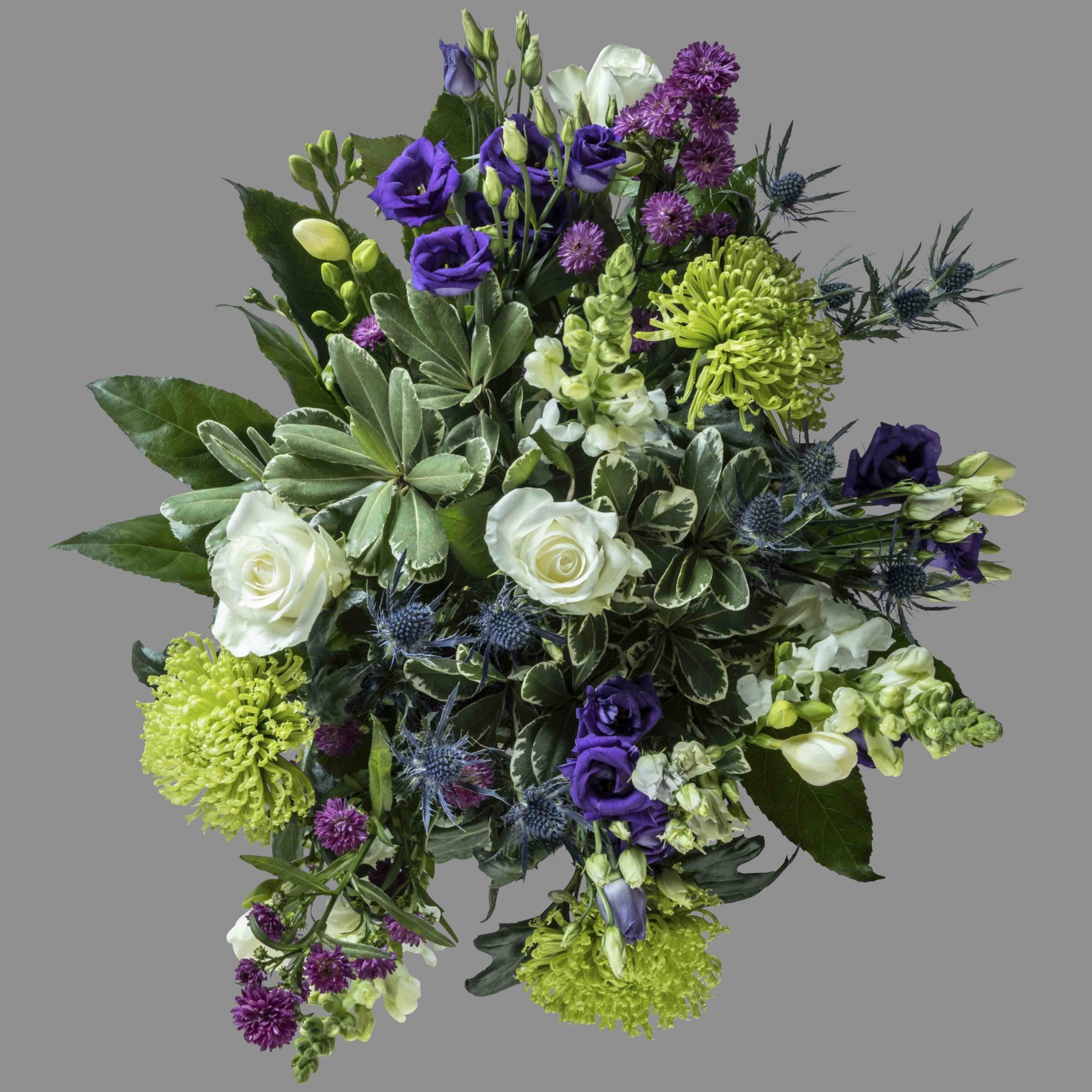 Top down view of New Moon flower bouquet