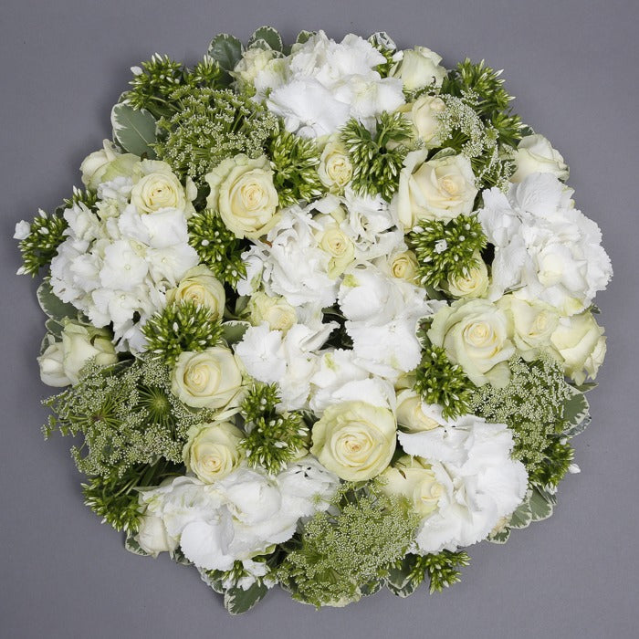 White funeral wreath
