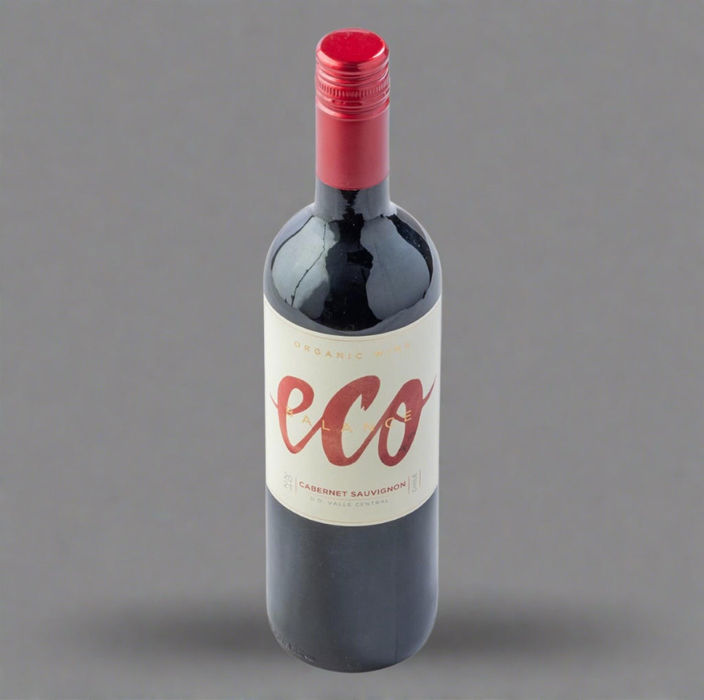 Organic cabernet sauvignon bottle of red wine