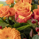 Close up of orange rose from Citrus bouquet