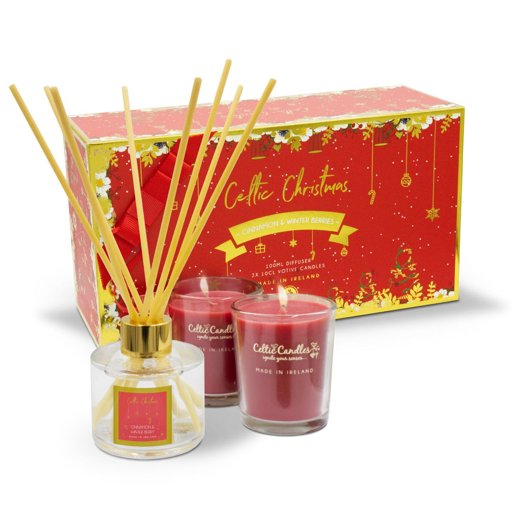 Red candles and diffuser gift set made in Ireland