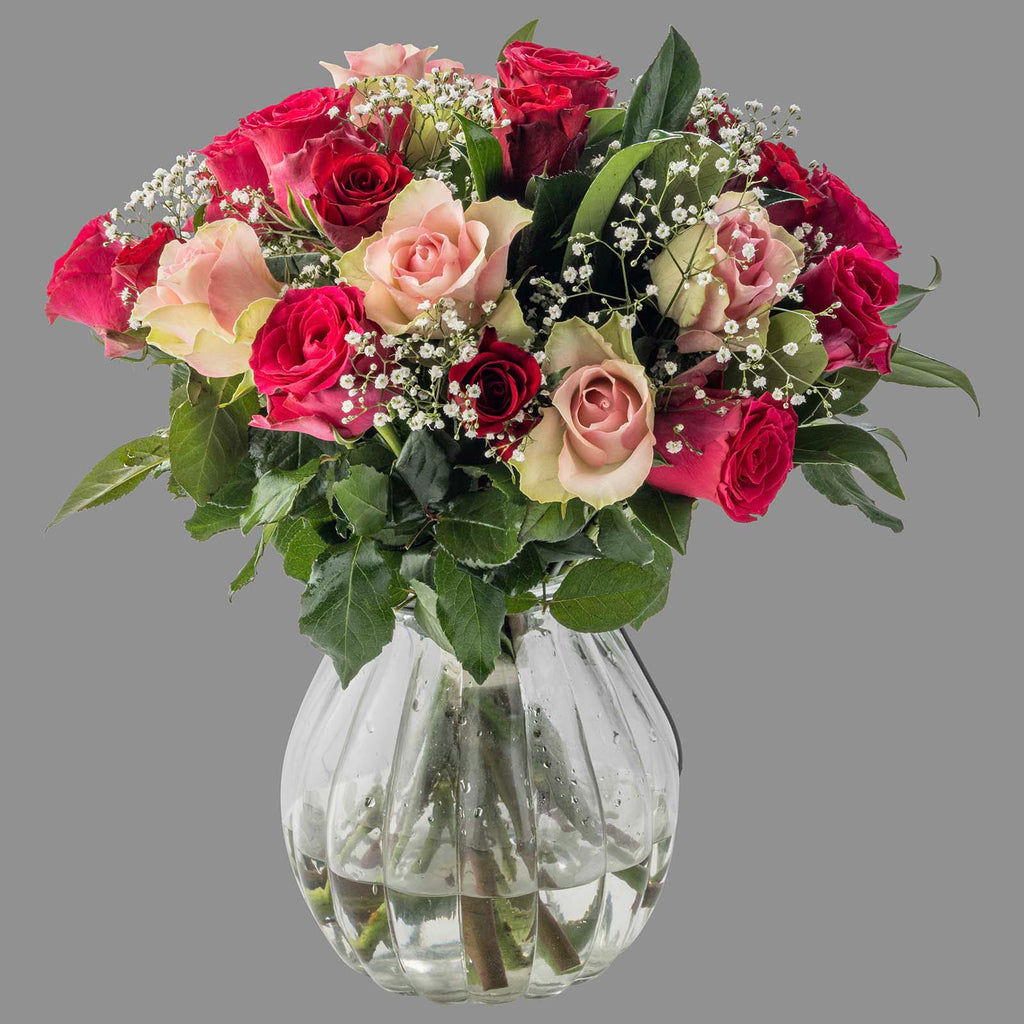 mothers day roses bouquet in a glass vase