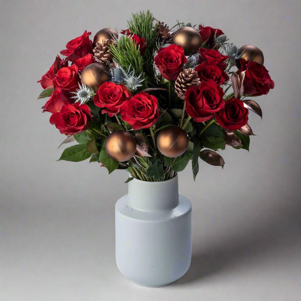 Christmas velvet red roses bouquet