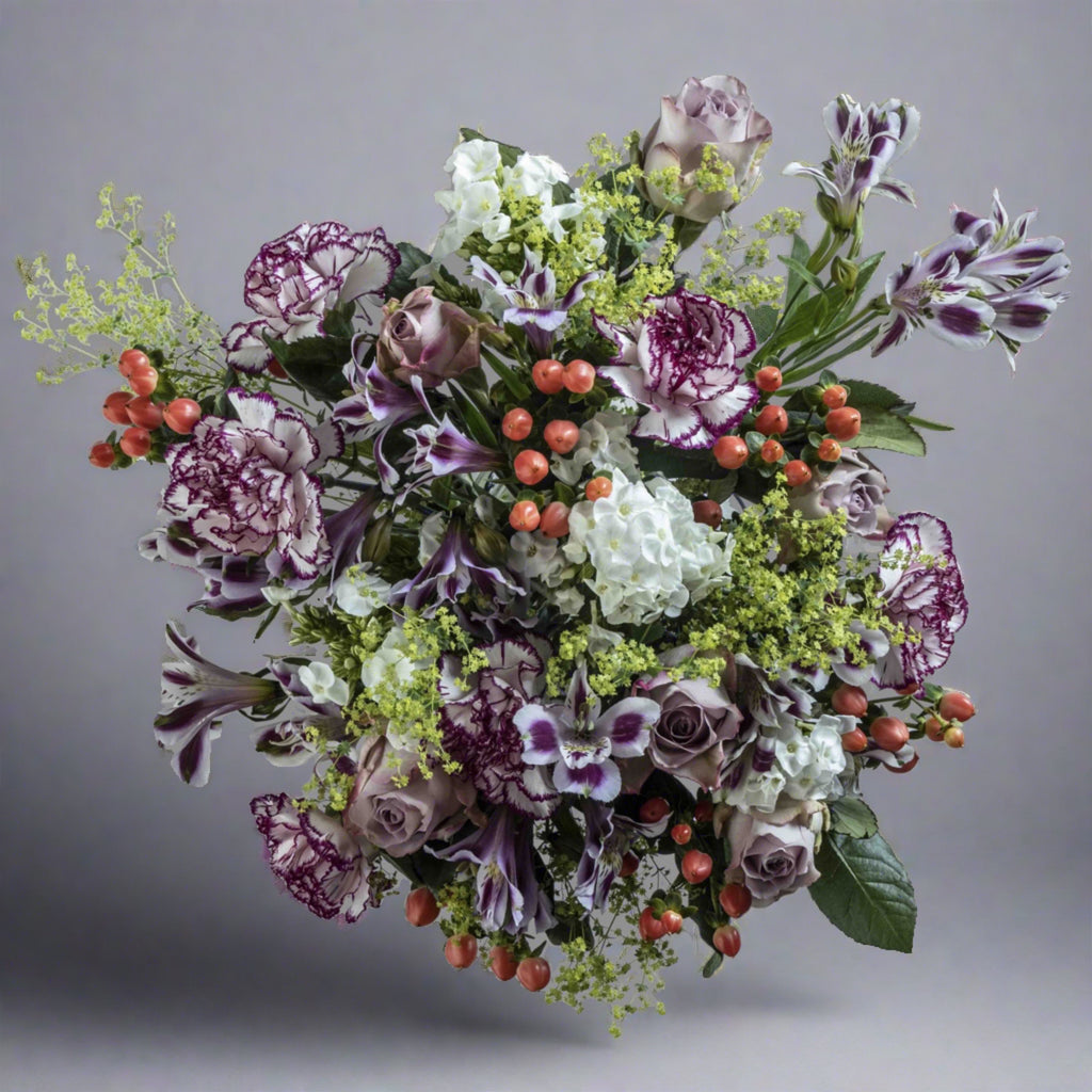 Top down view of Forever flower bouquet