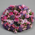 side view of pink funeral wreath