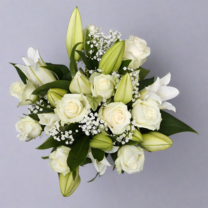 Rose Lily White Bouquet Elegant Floral Arrangement MadFlowers Ir rose-lily-white-bouquet-elegant-floral-arrangement-madflowers-ir