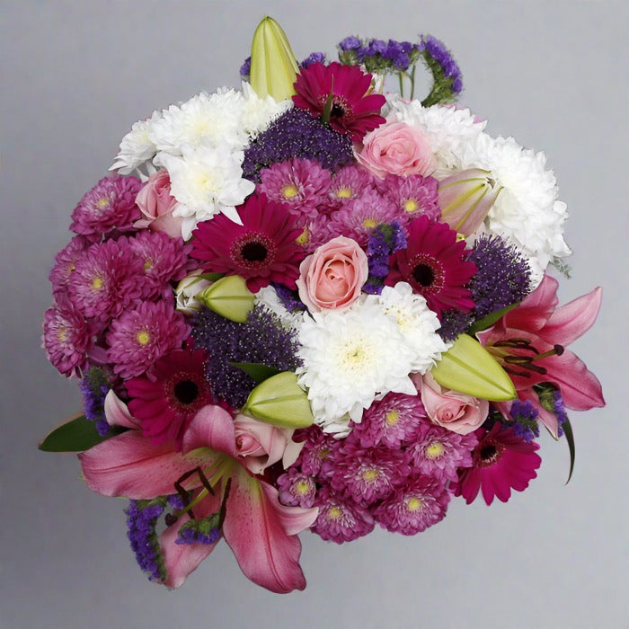 Top down view of Temple Street flower bouquet