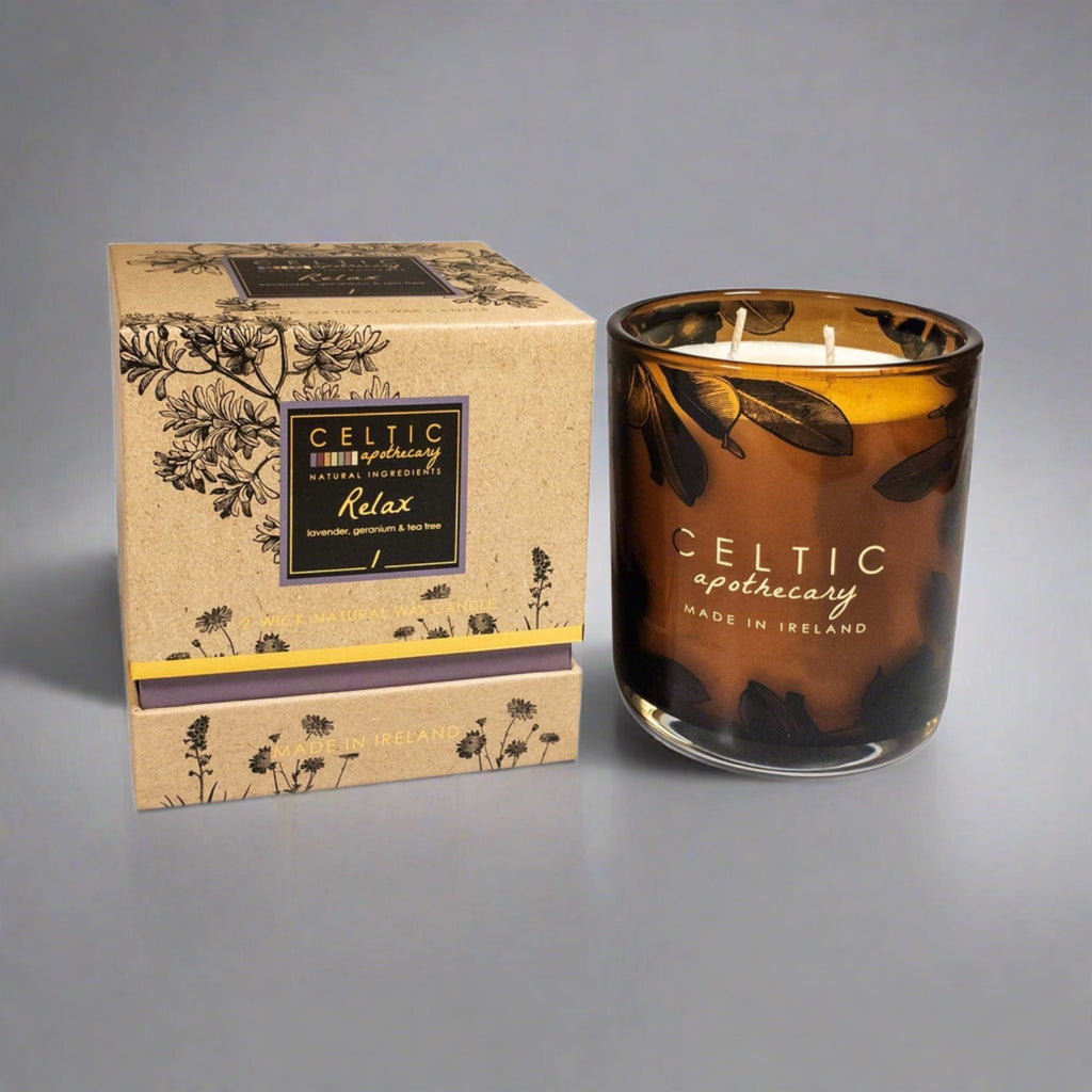 Apothecary gift candle made in ireland with packaging