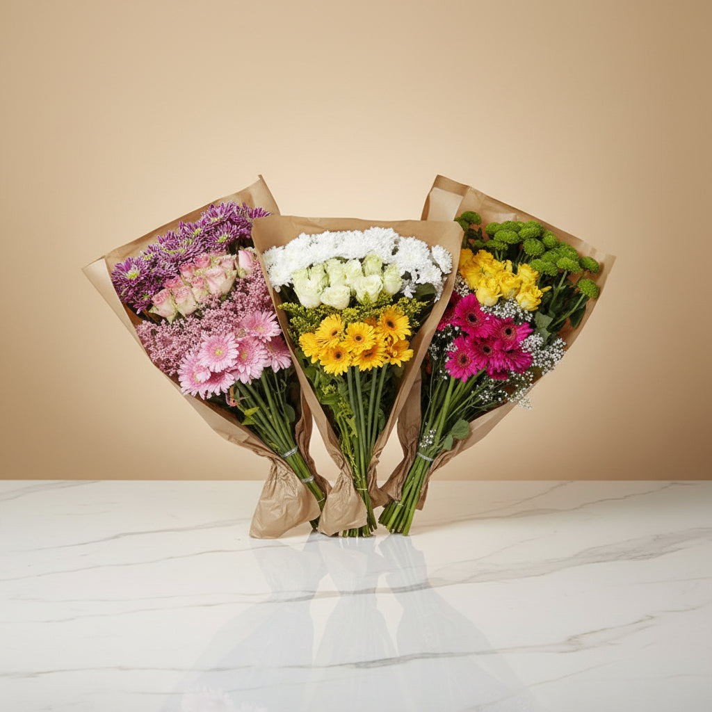 flowers in paper wrapping